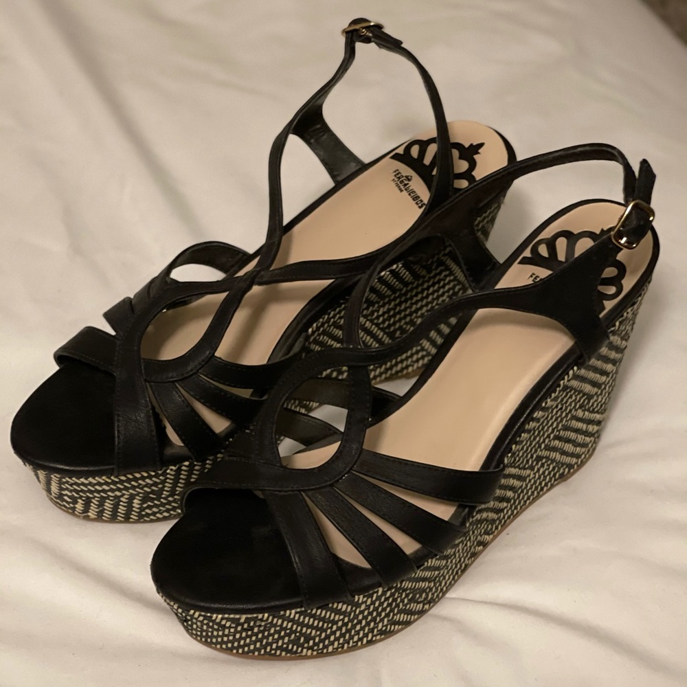 Black Fergalicious Espadrilles Wedges